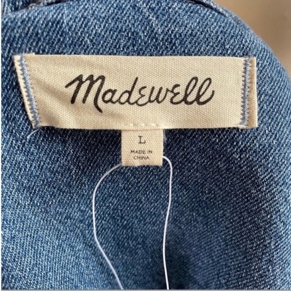 MADEWELL NWT Claireville Denim Tie-Waist Jumpsuit size L - Picture 7 of 12